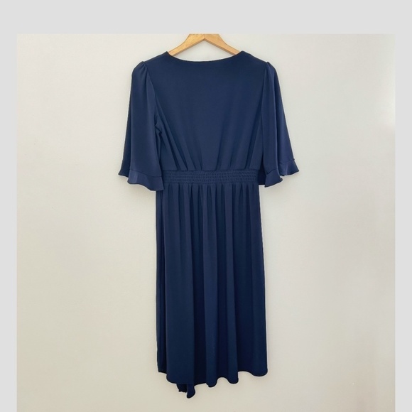 Eliza J Faux Wrap Dress Flutter Sleeve Elastic Waist V-Neck Surplice Bodice 10 - Picture 4 of 11